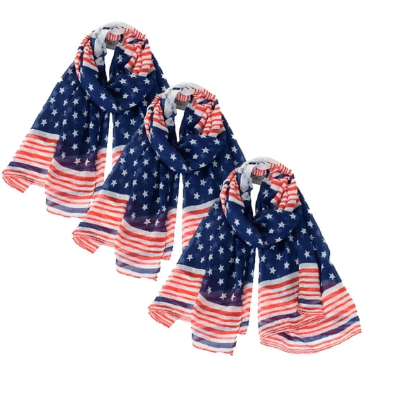 3-Pack Stars Scarf,Lightweight Breathable Wrap for Women Men 4th of July & Memorial Day Beach Gift