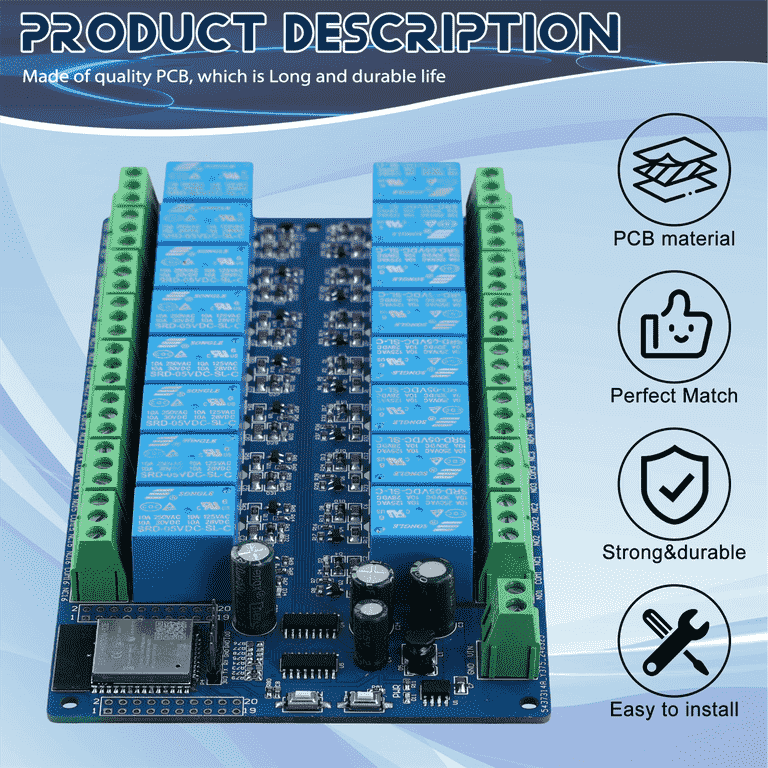 Relay Com Pcb Relay 5v 16 Channel Relay Module Dc5-12v Power Supply Esp32 ...