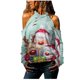 thumbnail image 4 of Mujeres moda Navidad sin tirantes impresión manga larga blusas sudadera Tops Pompotops  gfhjh10326, 4 of 5