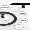 thumbnail image 6 of Tempered Glass Lid Multi-size for 10"11"12" Frying Pans, Clatine Replacement Cover Rubber Rim for 10 11 12 inch Cookware, Skillets, Cast Iron, Cast Alluminium Pans, 26CM 28CM 30CM, Black, 6 of 10