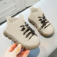 thumbnail image 3 of PEASKJP Kids Booties Side Zipper Fashion Short Booties Low Heels, White 22, 3 of 4