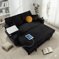 thumbnail image 3 of 3 in 1 Sleeper Sofa Bed, 65 Inch Convertible Pull Out Couch with Small Table, USB Ports, Cup Holders & 5 Level Adjustable Backrest, Corduroy Loveseat Sofa for Living Room Apartment Bedroom (Black), 3 of 9