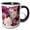 Black/White, variant on 3drose, Pretty Pink White and Purple English Garden Floral, 11oz Mug