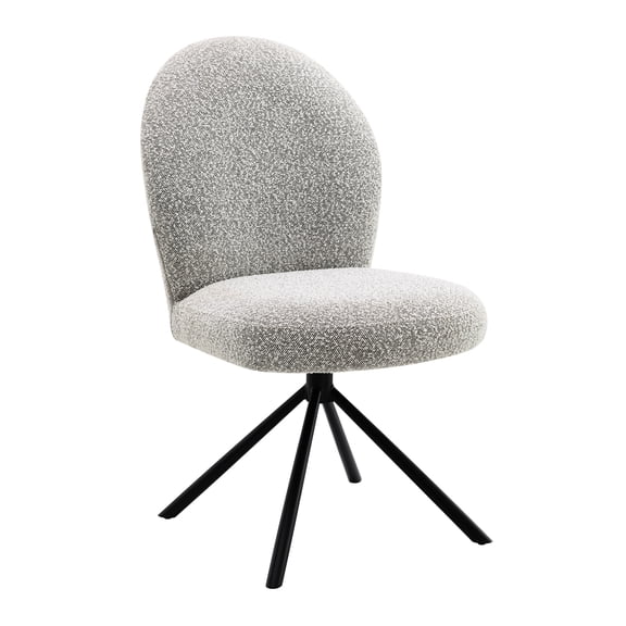 Of 2 Gray Boucle Swivel Chairs - Luxurious Fabric, Comfortable Padding, Sleek Metal Frame, 180° Rotation, Dining Room Chair, 26.00x20.00x36.00 Inches, 42.00 Lb Side Chair (2) Elegant Upholstery,