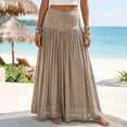 thumbnail image 2 of Lnmiateer Women Boho Plaid Elastic Waist Maxi Skirt Loose Flowy A Line Silhouette Lightweight Summer Beach Vacation Casual Long Skirt, 2 of 5