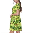 thumbnail image 2 of Sikiie Kiwi and Avocado Print Women's Short-sleeved Dress, Round Neck Slim Knee-length Dress, Summer Clothing Suitable for Daily Leisure and Vacation, 2 of 6