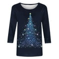 thumbnail image 5 of Christmas Costumes for Women Glitter Christmas Tree Shirt Womens 3/4 Sleeve Tops Crewneck Casual T Shirt Vacation Shirts, 5 of 5