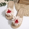 thumbnail image 5 of Dakaela Flower Flat Sandals for Women Comfortable Summer Beach Walking Slippers Arch Support Open Toe Casual Slip on Slides Beige 6.5, 5 of 7