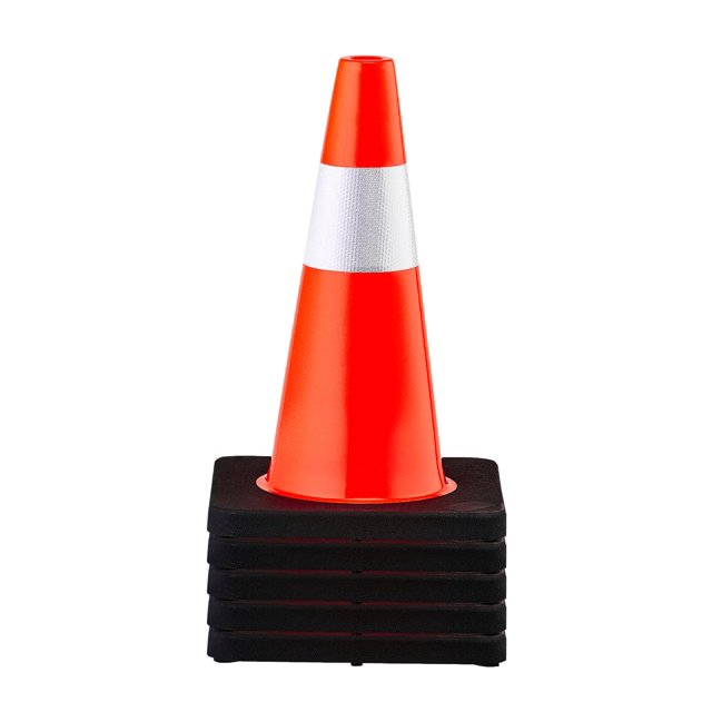 Conos de seguridad VEVOR de 45 cm de altura, PVC, color naranja, con cuello reflectante