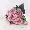 thumbnail image 1 of 1 ramo de 9 cabezas de flores artificiales, peonía, té, rosa, otoño, flores falsas de seda para bricolaje, sala de estar, hogar, jardín, decoración de boda Tan Jianjun unisex, 1 of 2