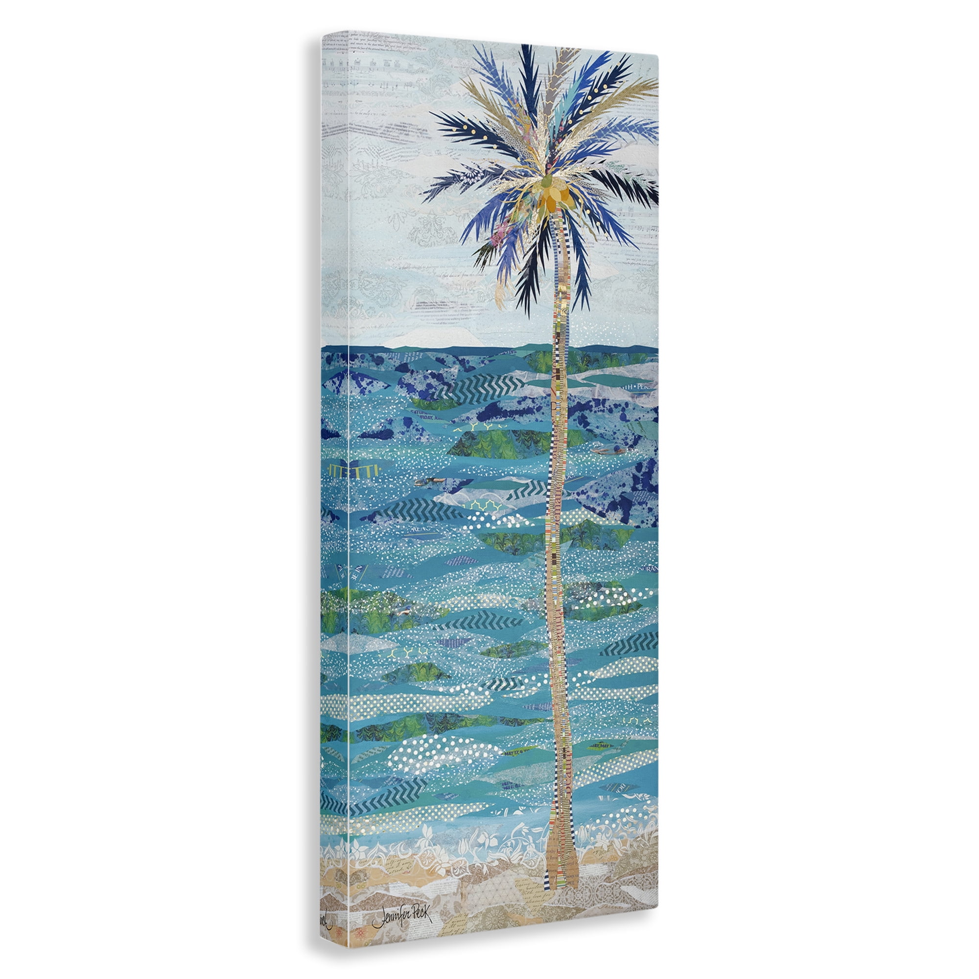 Stupell Industries Tangled in Blue Collage Coastal Painting Gallery Wrapped Canvas Art Print Wall Art, 17 x 40