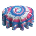 thumbnail image 4 of Colorful Tie Dye Pattern Round Tablecloth 60"x60",Wrinkle Wipeable Table Cloth for Kitchen Dining Room Picnic Patio Party, 4 of 6