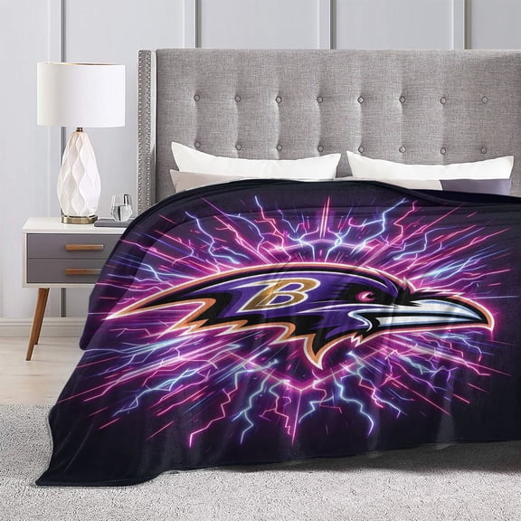 Baltimore Ultra-Soft Micro Fleece Throw Blanket Anti Allergic Warm Plush Carpet For Football Team Fans Gift Home Sofa Couch Office Dormitory Bed Car Camp Living Room Decoration All Season