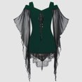 thumbnail image 2 of Mepaouo Women's Blouse Gothic Bandage Insert Tee Lace Butterfly Halter Witch T-Shirt Tops Sizes S-2X, 2 of 5