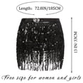 thumbnail image 5 of KOMOO Women Boho Sequin Tassel Skirt Fringe Belly Skirt Rave Party Dance Miniskirt, 5 of 7