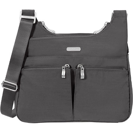 baggallini Women's Cross Over Crossbody Bag with RFID Wristlet - CHARCOAL