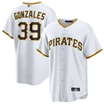 thumbnail image 1 of Camiseta clásica de béisbol blanca de local de Nick Gonzalez de los Piratas de Pittsburgh, con número de estrella bordado.-S, 1 of 2
