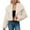 Beige, variant on Women's Faux-Fur Coat Fluffy Faux-Fur Jacket Long Sleeve Lapel Furry Winter Warm Crop Jackets Shaggy Short Coat