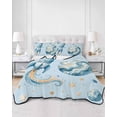thumbnail image 2 of Quilts Full Size Bedding Set, Light Blue Space Rocket Lightweight Quilted Comforter, Modena Abstract Universe Planet Soft Reversible Bedspread Coverlet with Pillow Covers for All Season, 78" x 90", 2 of 7