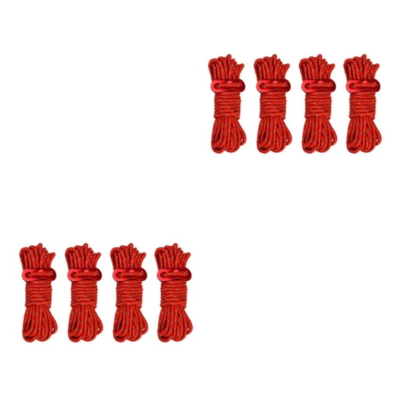 Eigraketly 4X Cordón para tienda de campaña Cuerda reflectante Cordón de viento Solidez de carga Mano de obra fina Accesorio de bricolaje Rojo 2piezas