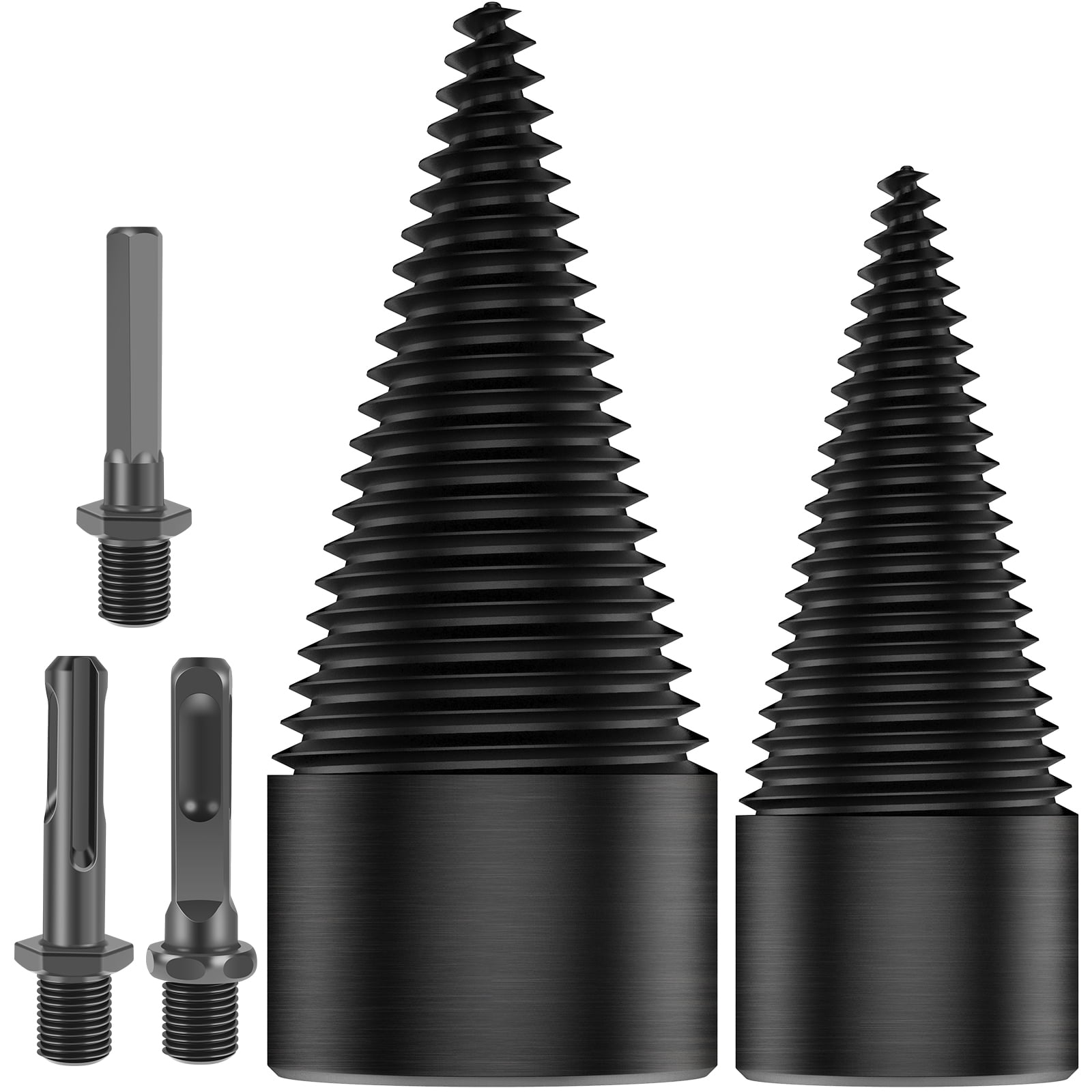 2Pcs Firewood Log Splitter 32mm 42mm High-Carbon Steel Wood Log Drill Bit with Hex/Round/Square Shank Titanium Coated Sturdy Wood Splitting Screw Cone for Electric Drill Camping