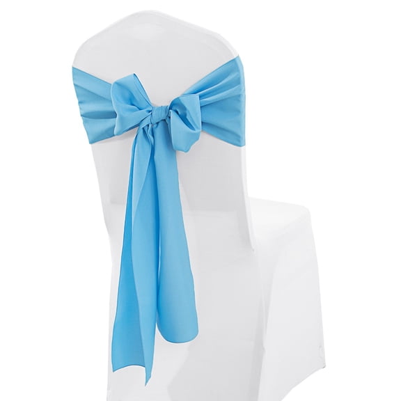 Wedding Linens Inc. (10 pcs) 8" x 108" Polyester Premium(200 GSM) Cotton Chair Sashes for Wedding, Events, Party Décor use - Turquoise