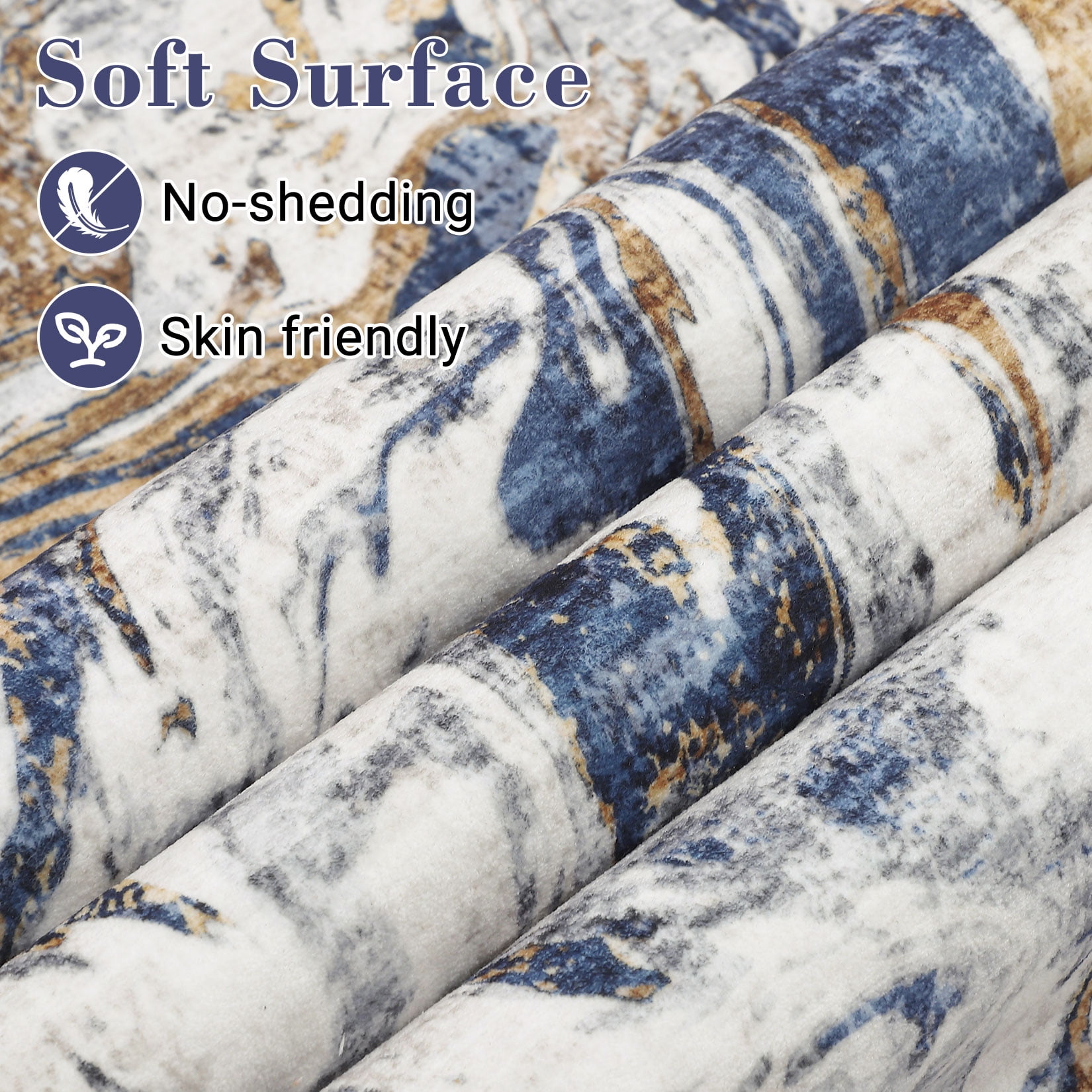 9'x12' Machine Washable Area Rug – Modern Marble Abstract Low Pile Non-Slip Living Room Carpet
