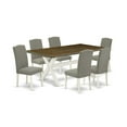 thumbnail image 2 of East West Furniture X077EN206-7 7-Piece Gorgeous Dining Table Set an Outstanding Distressed Jacobean rectangular Table Top and 6 Awesome Linen Fabric Parson Chairs with Nail Heads and Stylish..., 2 of 10