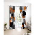 thumbnail image 3 of Burnt Orange Black Geometric Blackout Curtains for Bedroom/Living Room, Thermal Insulated Kitchen Curtains, Modern Abstract Art Block Grommet Darkening Window Treatment Drapes 42"x63"x2, 3 of 8
