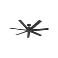 thumbnail image 3 of Hunter 60 inch Outdoor or Indoor Ceiling Fan without Light - Black Ceiling Fan with Wall Control, For Patio, Garage, or Porch, Quiet, Standard Mount, 7 Blades - Downtown 51590, Matte Black, 3 of 17