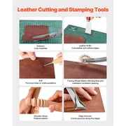 KFFKFF Leather Crafting Tool Set, 72 Piece Leatherwork Equipment with Compact Leather Carry Case, Carving, Punching, Sewing, Stamping, Smoothing Tools, Perfect for Novice DIY Hobbyists and Experts