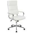 thumbnail image 2 of Merrick Lane White High Panel-Back Ergonomic Office Chair with Padded Chrome Arms Executive Faux Leather Swivel Computer Desk Chair, 2 of 15