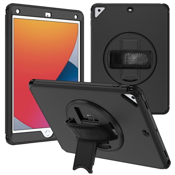 Xihaiying iPad Case 7th 8th 9th Generation Case,iPad 10.2 Case 2019&2020&2021,Kickstand Armor Cover with Strap(Black)