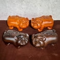 thumbnail image 2 of Ebony wood carved pig figurine, solid wood twelve zodiac pigs, male and female, mahogany bat pig handicraft, gift., 2 of 4