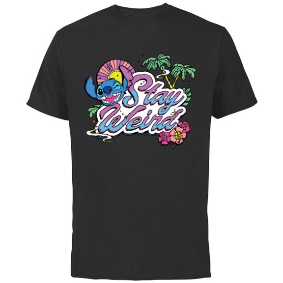 Disney Lilo & Stitch Stay Weird - Short Sleeve Cotton T-Shirt for Adults -Customized-Black
