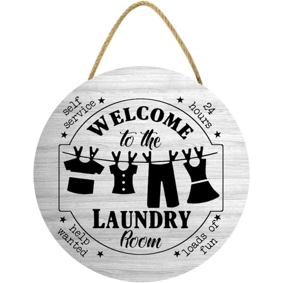 Eveokoki 12" Welcome To The Laundry Room Sign,Laundry Room Decor Laundry Room Wooden Sign Funny Sign Wall Plaque Rustic Farmhouse Laundry Wall Decor Vintage Bathroom