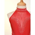 thumbnail image 5 of iiniim Kids Girls Sparkly Rhinestone Ballet Gymnastics Leotards Dance Sleeveless Bodysuit Dress Red 14, 5 of 7