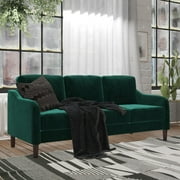 DHP Marbella 3-Seater Sofa Couch, Living Room Furniture, Green Velvet