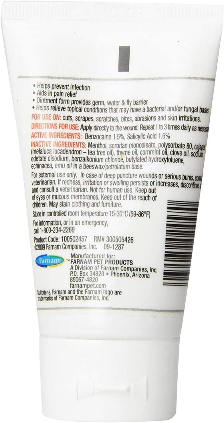Sulfodene Dog Wound Care Ointment, Relieves Pain & Prevents Infection For Dog Cuts, Scrapes, Bites and Injuries, 2 Ounce