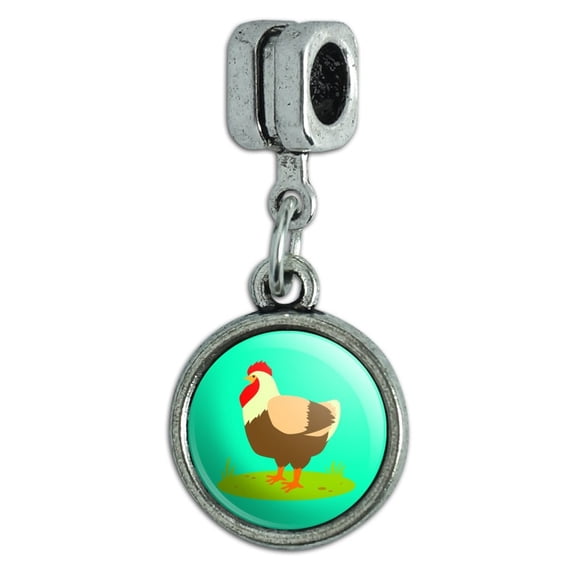 Chicken in Profile Italian European Style Bracelet Charm Bead