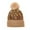 Khaki, variant on Women Sequin Hat Warm Solid Knit Hat Removable Hairball Wool Hat Bomber Hats Black M