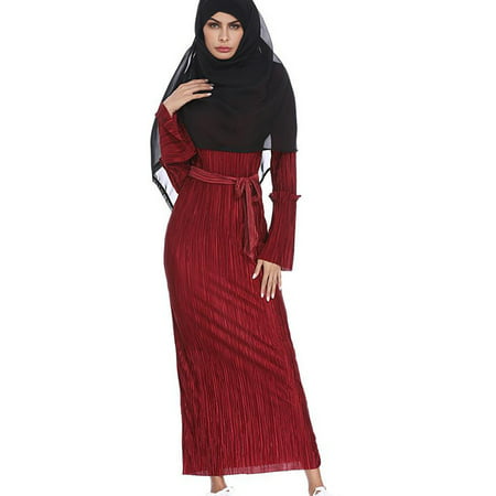 Arab Middle Eastern Muslim Pleated Women Robe Dress RD