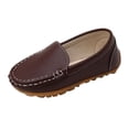 thumbnail image 2 of Toddler Soft Faux Leather Loafers, Breathable Slip‑on Shoes with Non‑slip Rubber Sole Brown 36, 2 of 5