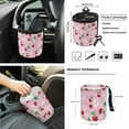 thumbnail image 4 of Jeiento Pink Cherry 12 PCS Front Car Seat Cover Set with Steering Wheel Cover Seat Belt Strap Protector Armrest Pad Cup Holder Floral Trash Bag Air Vent Pocket Rear View Mirror Cover Keychain, 4 of 9