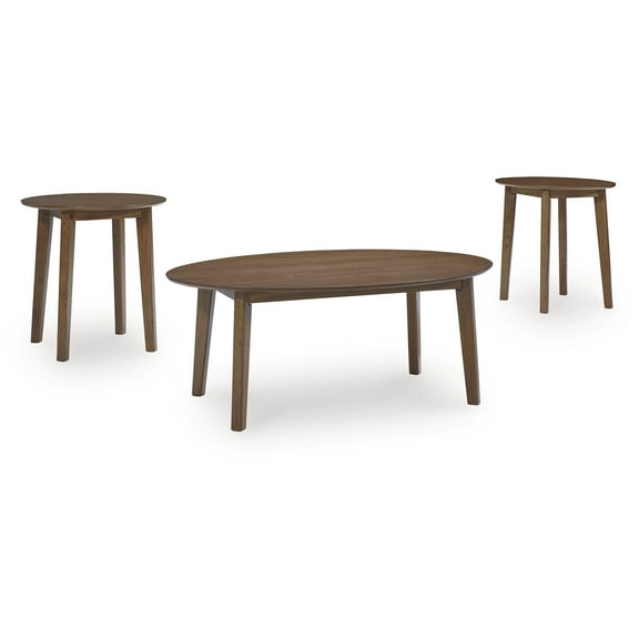 Signature Design by Ashley Gordonay 3-Piece Coffee Table Set with End Tables - Brown Wood-Tone Finish