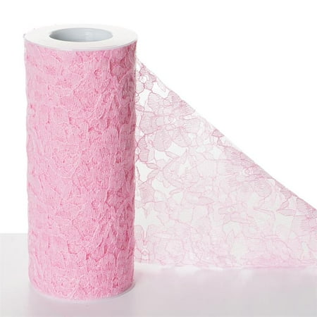 Apple Pink Ribbon - Efavormart 5pcs of 6 inches x 10 yards Lace Ribbon Roll For Package Wrapping, Hair Bow Clips & Accessories Making Crafting Sewing