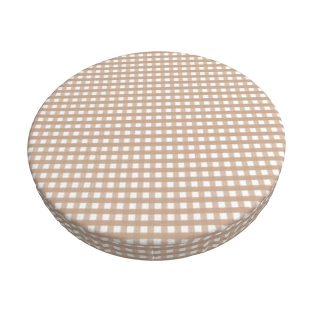 Balery Brown Gingham Fundas de asiento para taburete de bar redondo de tela de terciopelo ajustables que protegen de arañazos y manchas para sillas de 14 a 17 pulgadas.-13 inch