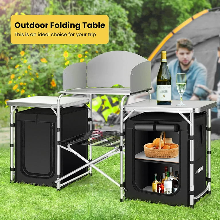 c&g outdoors Outdoor Camping Kitchen Station, Movable Folding Camping  Cooking Table, Portable Camping Kitchen Table For BBQ, Parties And Picnics