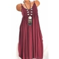 thumbnail image 1 of Femmes Été Décontracté Sans Manches Mini Plaine Plissé Gilet Gilet Robes T-Shirt Robe, 1 of 5
