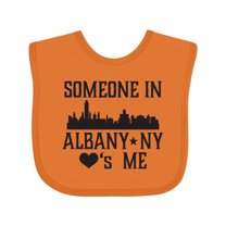 Inktastic Albany New York Skyline Someone Loves Me Boys or Girls Baby Bib